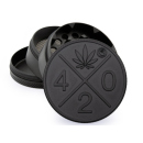 Grinder Black &quot;420 Logo&quot; Metal, 4-tlg.:...