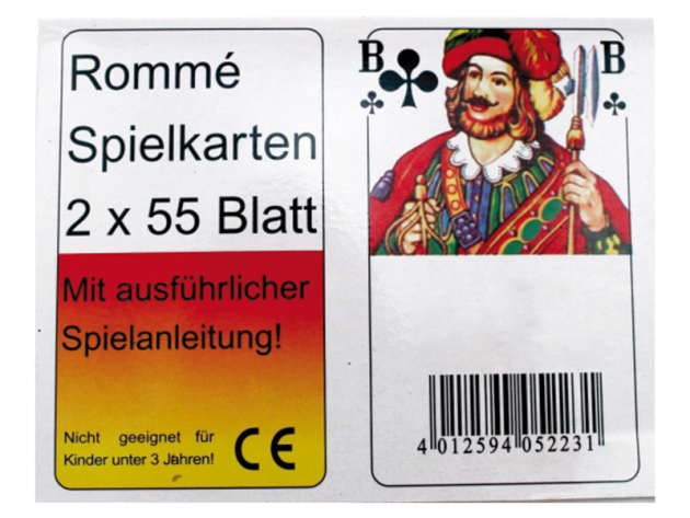 Rommè Spielkarten; 2 x 55 Blatt