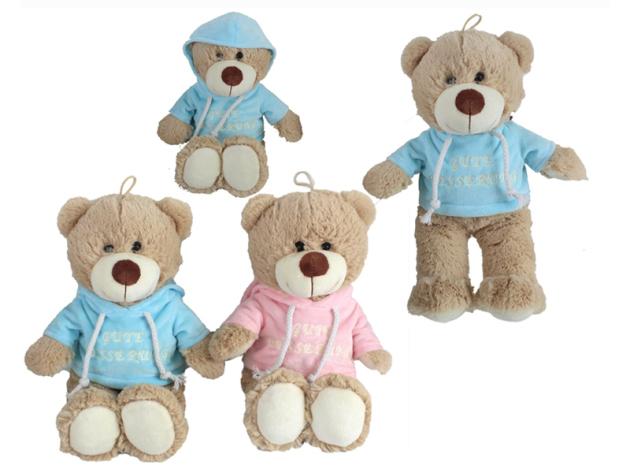 Plüsch Bär mit Pulli "Gute Besserung", ca. 30 cm, 2-fach sortiert, einzeln