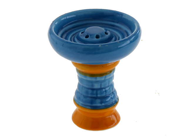 Shisha Kopf Keramik "Gelb-Blau"; Höhe ca.9 cm;  Ø ca. 7,8 cm