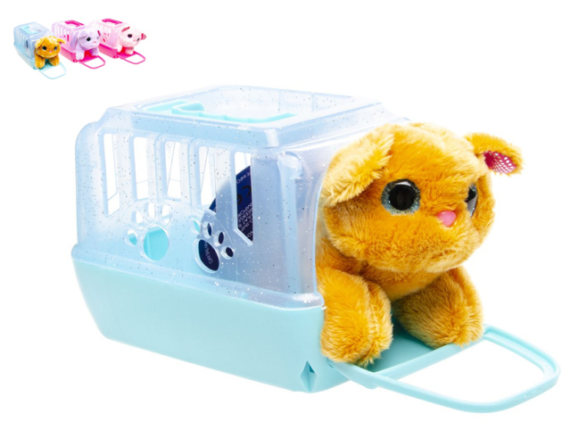 Plüsch Katze in der Transportbox, 3-fach sortiert, einzeln