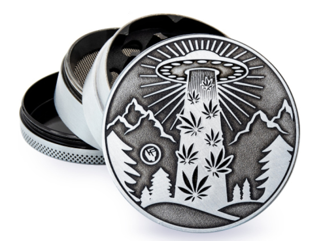 Grinder Silber "420 Aliens Ufo" Metal, 4-tlg.: Ø 60 mm