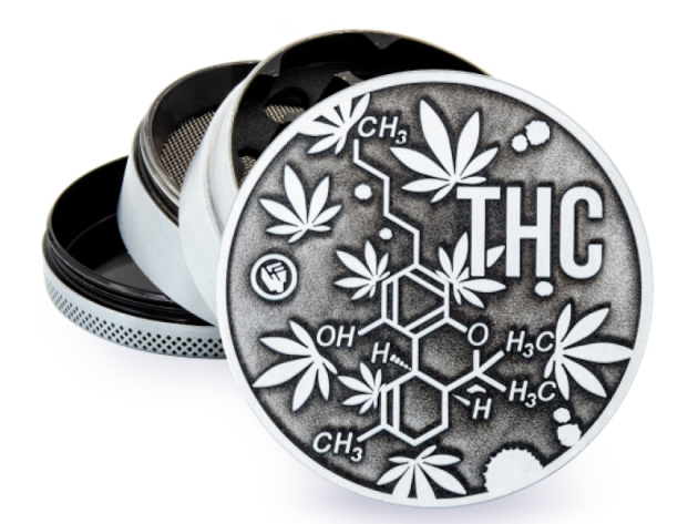 Grinder Silber "THC Molecule" Metal, 4-tlg.: Ø 60 mm