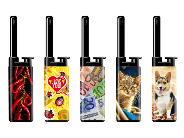 Stabfeuerzeuge Mini "Label Mix 1", 25er Display