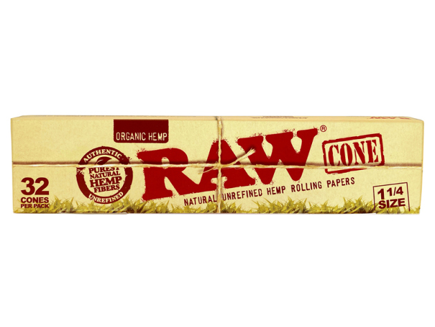 RAW Cones Organic 1 1/4 165mm pre-rolled, 32er Packung