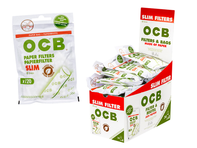 OCB Filter Slim Menthol 6 mm, 10 bags each 120 filters