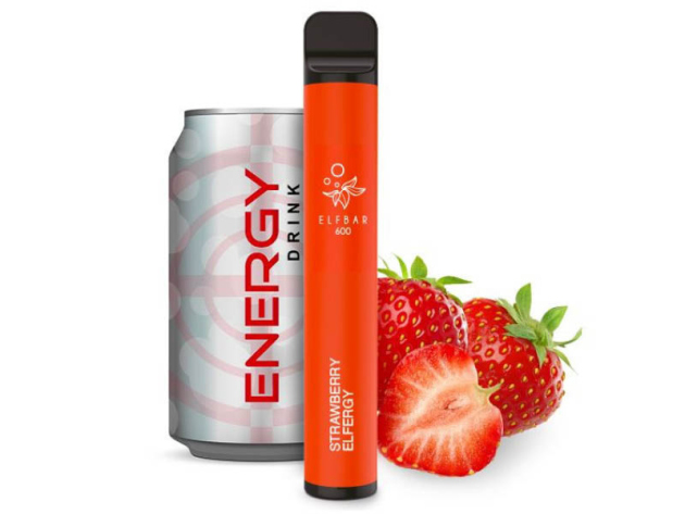 Elf Bar 600 - "Strawberry Elfergy" (Erdbeere Energy Drink) - E-Shisha - ohne Nikotin - 600 Züge