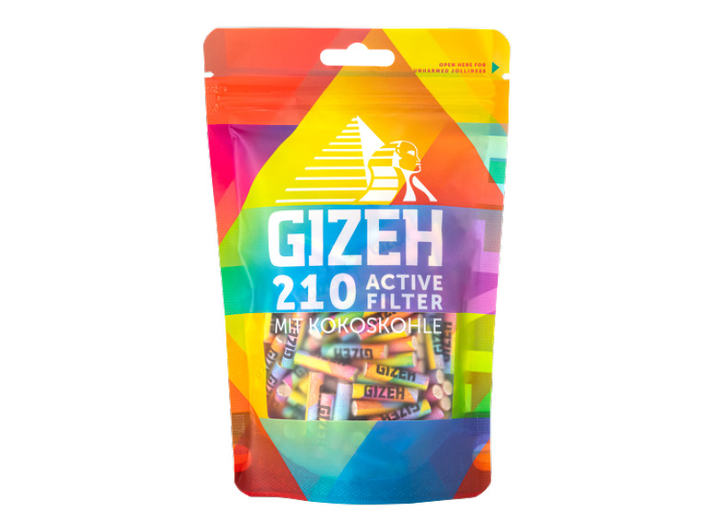Gizeh Active Filter 8mm - 200 Filtres à Charbon Actif Avec Bouchons Céramique