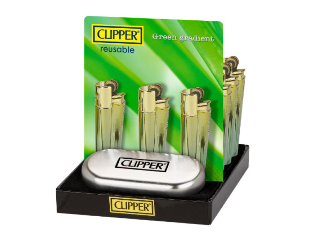 Clipper Metal Large GREEN GRADIERT mit Geschenkboxen; 12er Display