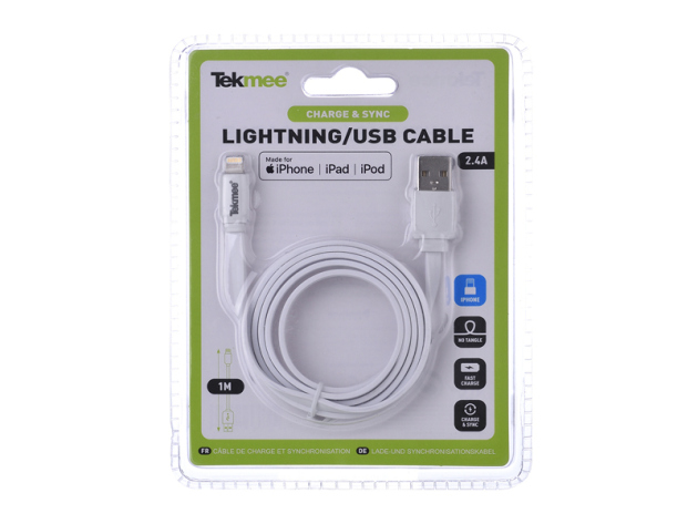 Tekmee Ladekabel USB auf Lightning,1m, weiß