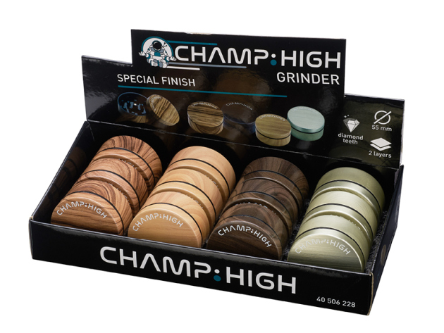 Grinder "Wood" Kunststoff, 2-tlg., Ø 5,5 cm, 12er Display