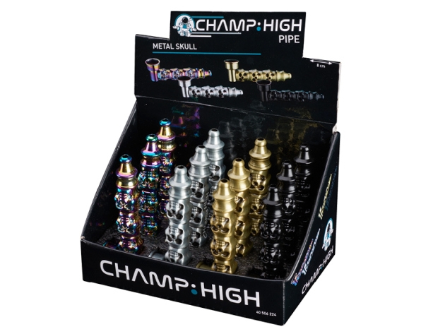 Handpfeife "Skull" 8 cm, 12er Displays