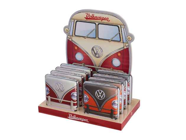 Zigarettenetui "VW Bulli" für 20 Zig., mit Gummiband, farbl. sort. 8er Display