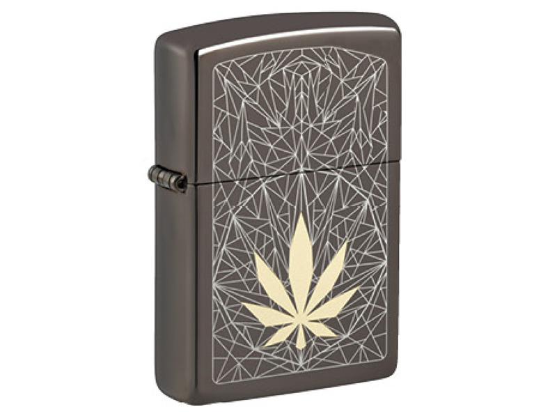 Zippo Feuerzeug Cannabis Design (Black Ice Laser Two Tone)