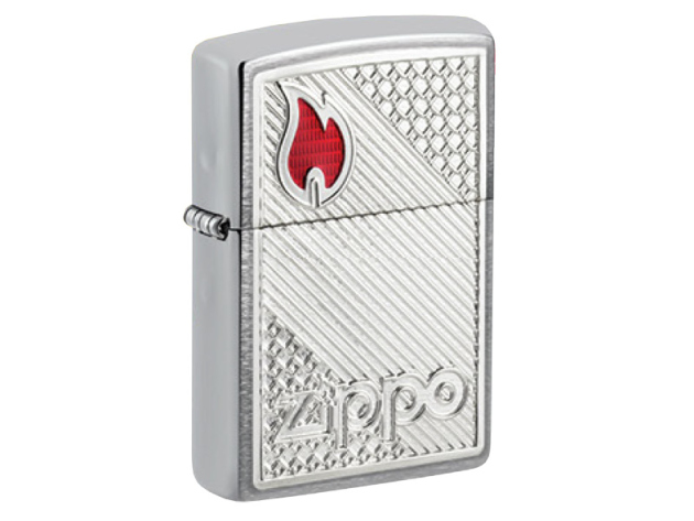 Zippo Feuerzeug - Zippo Tiles Emblem (Brushed Chrom Emblem Attached)