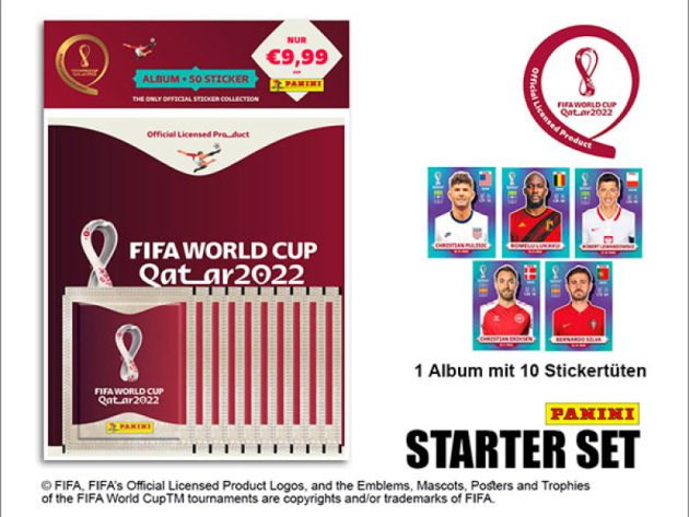 FIFA World Cup 2022, Sticker, Starter-Set 2, Album mit 10 Stickertüten