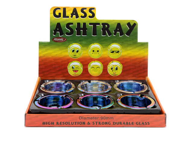 Glasaschenbecher "Rainbow & Pearl" Ø 8,5 cm, 6er Display