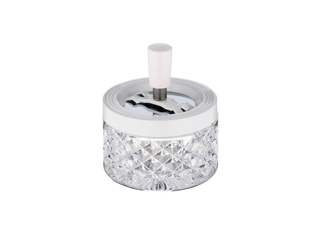 Drehaschenbecher "Glas" transparent/weiß, Ø 9 cm