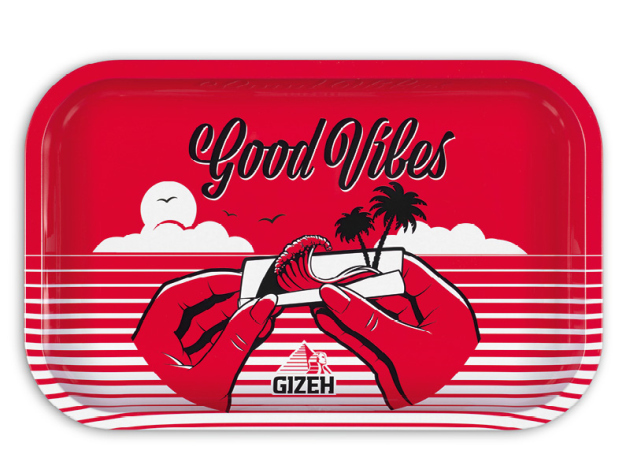 Gizeh Rolling Tray Drehunterlage Metall - "Good Vibes" M