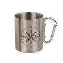 Edelstahlbecher mit Karabiner, Maritim, ca.7,5 x 9 cm. doppelwandig, 4-fach sortiert; einzeln