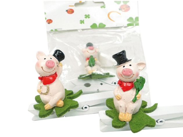 Glücksbringer - Schwein 7,5 x 6 x 3,5 cm, Kunstharz, 48er Display