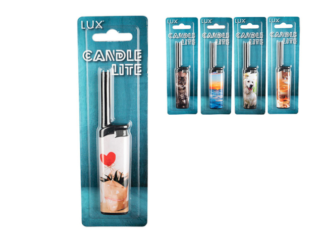 Stabfeuerzeuge "Lux Candle Lite gemischtes Design" 13 cm, 5-fach sortiert, 1 Blister