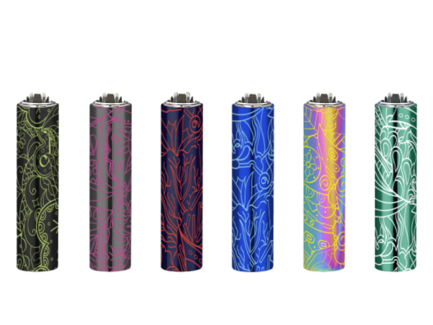 Clipper Cover "LINE FLOWERS", Micro Metal, 30er Display