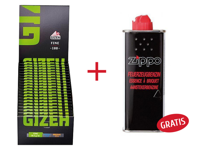 Gizeh Black Fine 20 Hefte + Zippo-Benzin, 125ml GRATIS