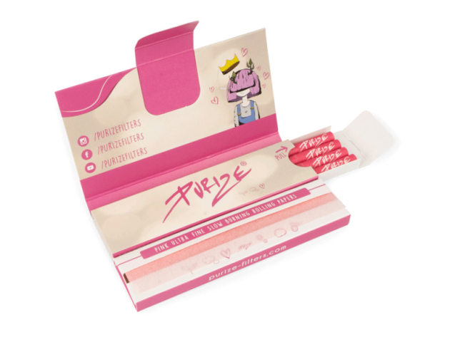 PURIZE PapersnTips pink, 16  XTRA Slim Size Aktivkohlefilter, 32 King Size Papers; 12er Display