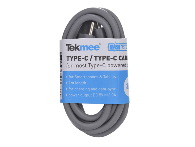 Tekmee Ladekabel USB-C auf USB-C, 1m, lose