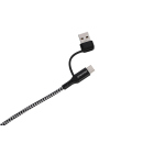Tekmee Ladekabel USB / USB-C auf alles, 4-in-1, Textilkabel, 1 m