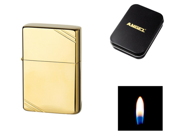 Benzinfeuerzeug Angel goldfarben poliert