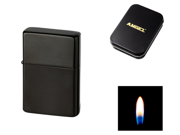 Benzinfeuerzeug Angel schwarz poliert