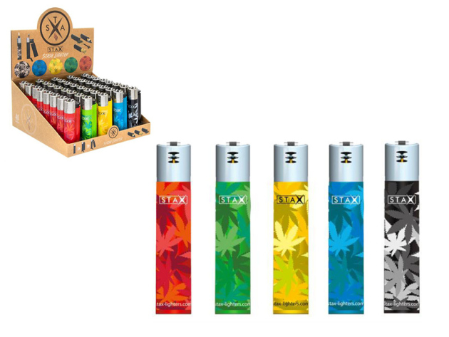 STAX Stash Lighter Reibradfeuerzeuge mit Versteck, 40er Display, "Leaves"