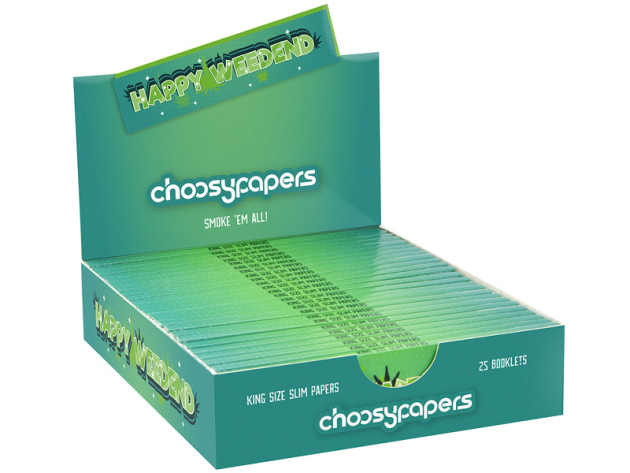 Choosypapers King Size Slim "Happy Weedend", 108x44mm, 25 Hefte je 32 Blatt