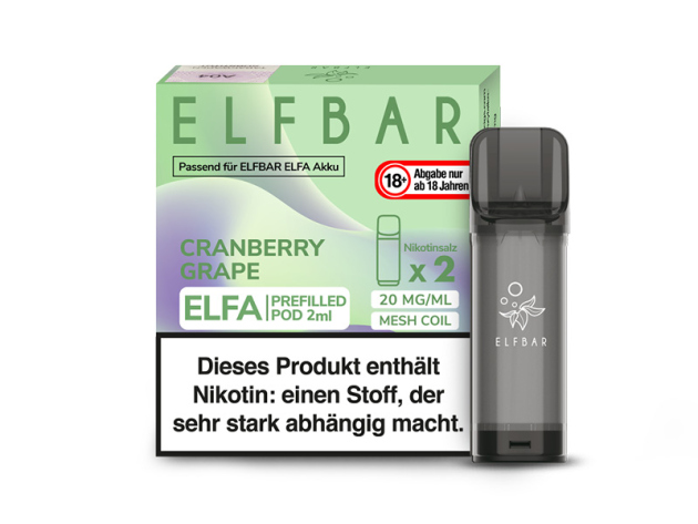 ELFBAR ELFA CP Prefilled Pod - Cranberry Grape (Cranberries mit Trauben) - 20mg - 2er Set