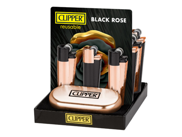 Clipper Metal Large BLACK ROSE inkl. Geschenkbox, 12er Display