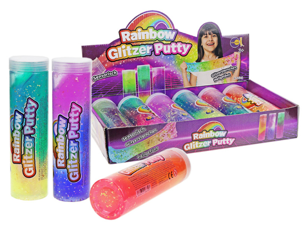 Rainbow Glitzer Putty, 440g; verschied. Farben;  6er Display