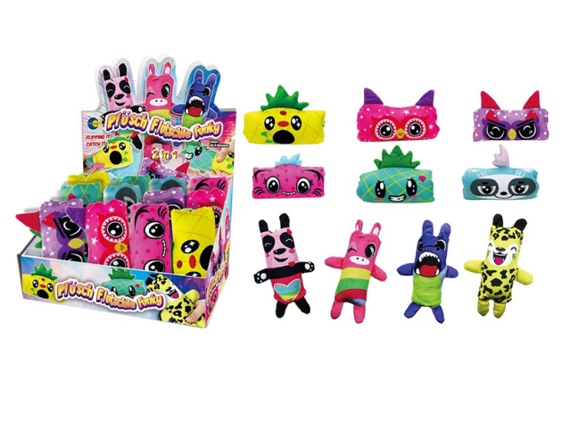 Plüsch Flutschi Funky, ca.15-20 x 6 cm; versch. Motive, 12er Display