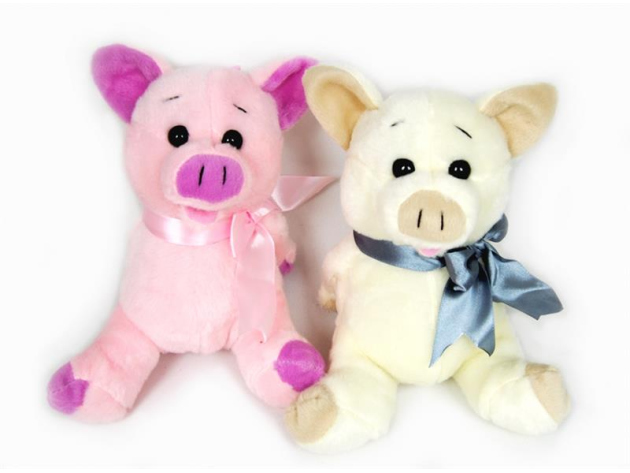 Plush Pig with ribbon 16 cm 2p Set