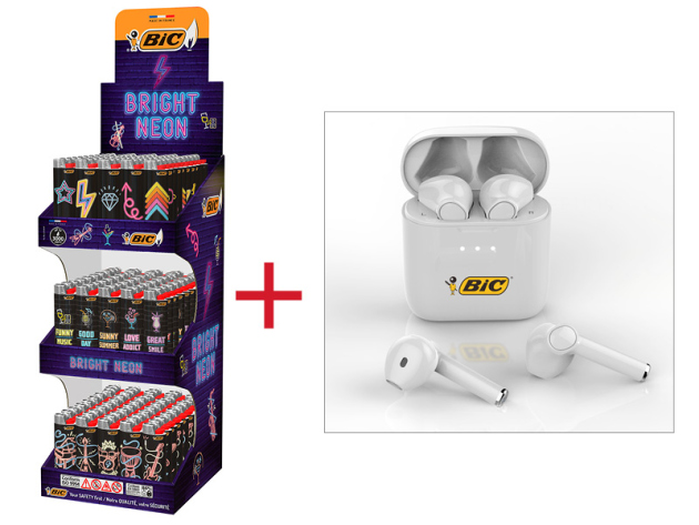 BIC PAKET, 150er Display "Bright Neon" + BIC In-Ear Kopfhörer