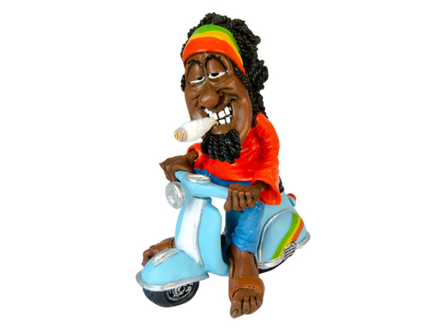Polyresin Figur "Rastaman", auf Motorroller, 12,5 cm