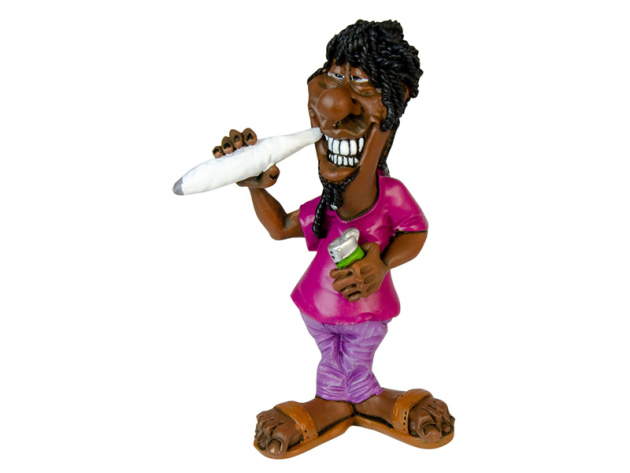 Polyresin Figur "Rastaman", mit Joint und Feuerzeug, 13,5 cm