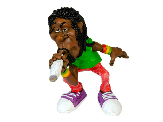 Polyresin Figur "Rastaman", mit Joint, 12,5 cm