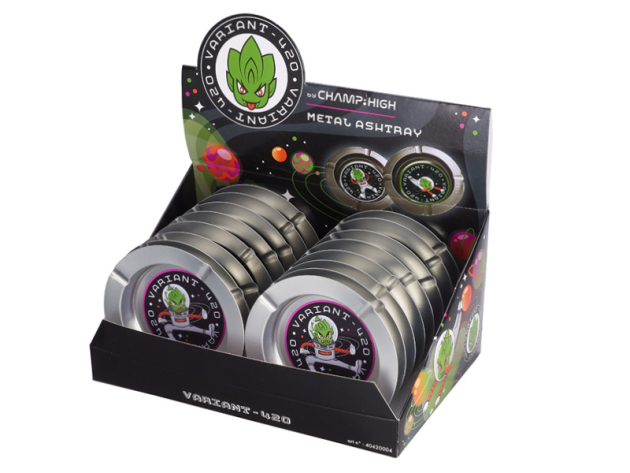 Aschenbecher "Variant 420" aus Metall, Ø 14 cm, 4-fach sortiert, 16er Display