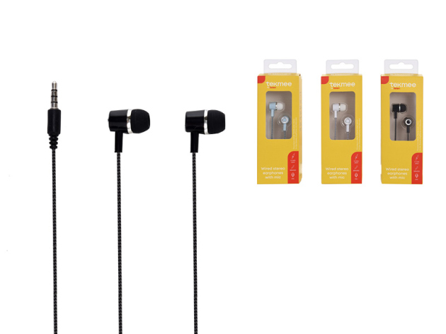 Tekmee Kopfhörer mit Mikrofon, Stereo, 3-fach sortiert, einzeln