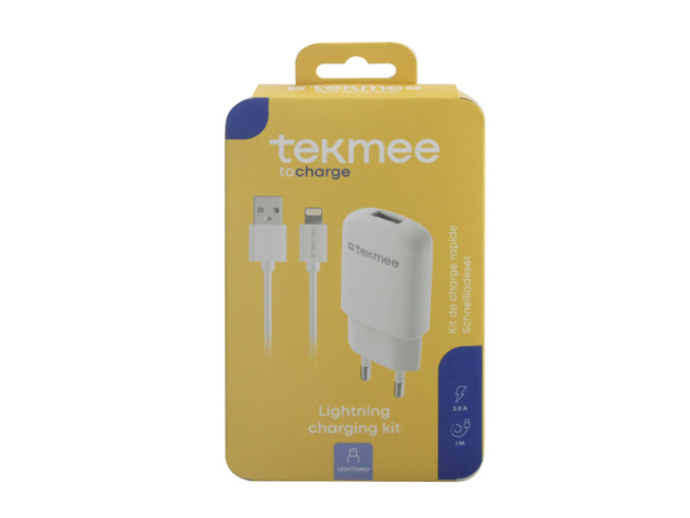 Tekmee Schnelllade-Set, USB Netzstecker und 1m Kabel 2.0 A, weiß
