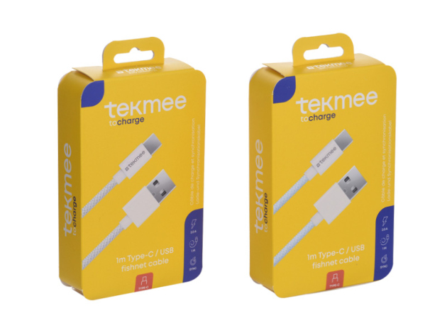 Tekmee Textilkabel, USB auf Type-C, 2.0 A, 1m, einzeln