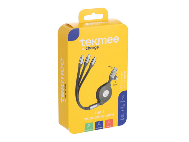 Tekmee Ladekabel 4-in-1, USB auf Type-C, 1.5A/2.0A, 1 m