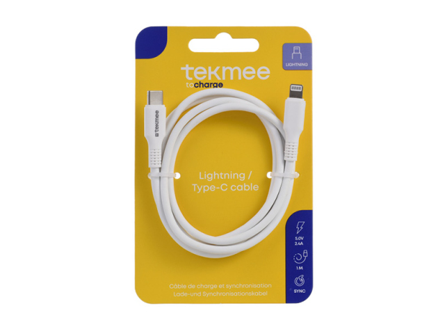 Tekmee Ladekabel, Lightning auf Type-C, 2.4A, 1m